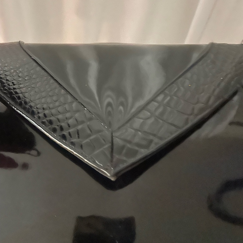 Black Crocodile Embossed Clutch